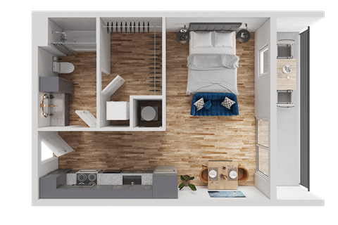 Floor plan for studio, 1 bath, 495 sqft